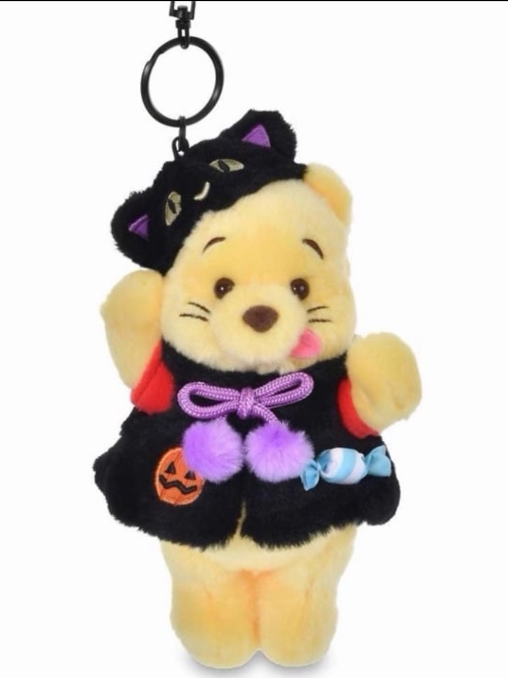 Disney Parks Winnie the Pooh Halloween Cat Ear Plush Keychain